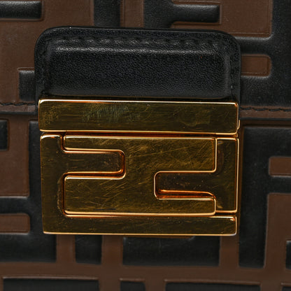 Fendi Vitello Liberty Bi-Color FF 1974 Embossed Small Kan U Shoulder Bag Maya Black 11 of 14