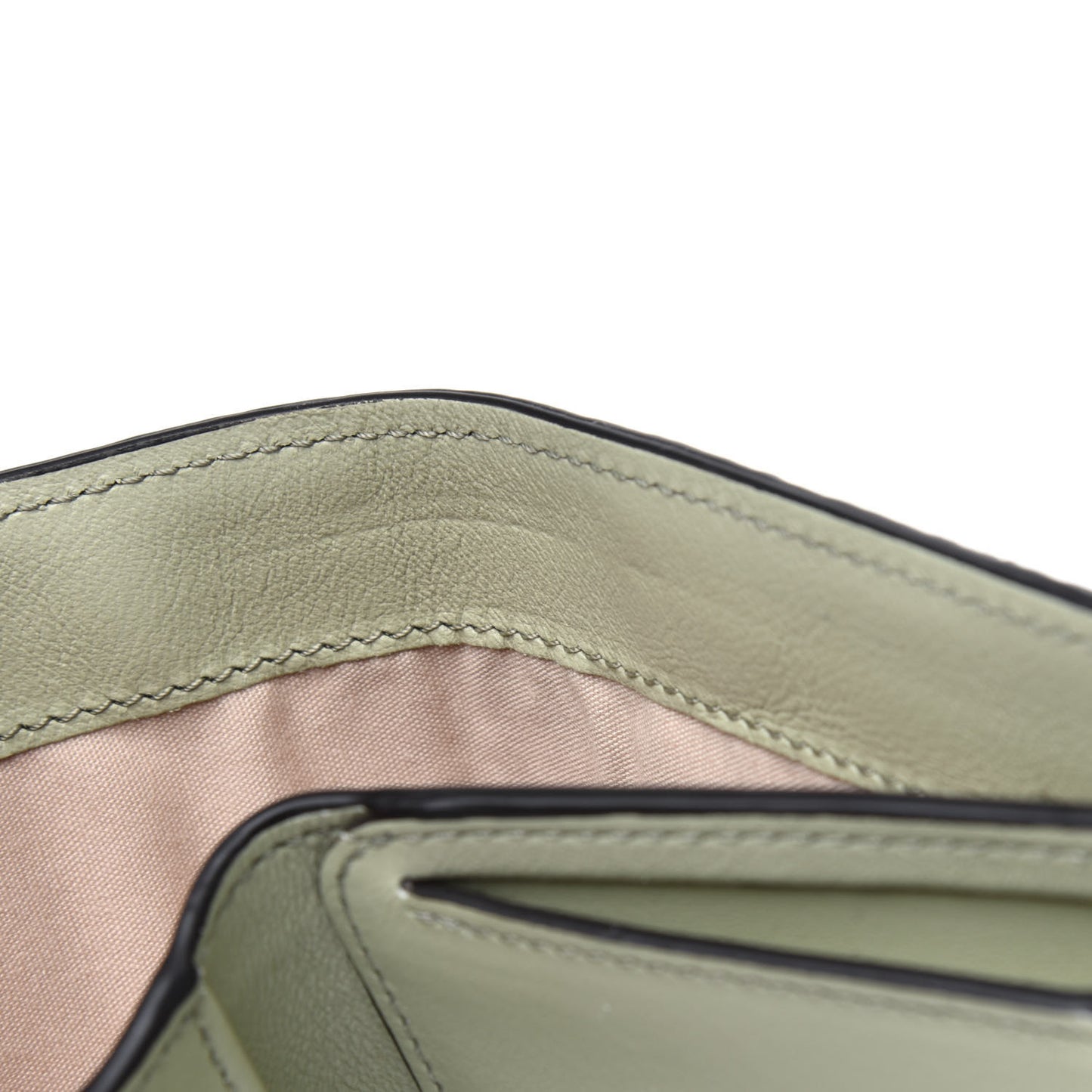 Calfskin Alphabet Compact Wallet Light Eucalyptus