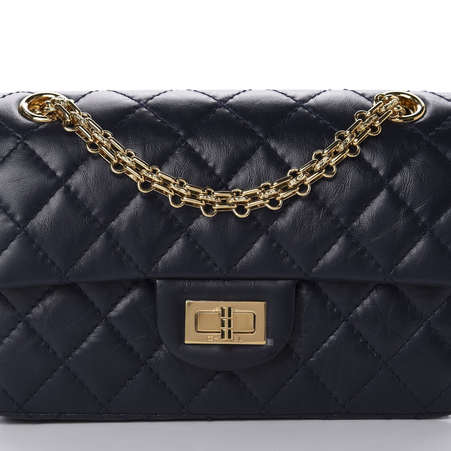 Aged Calfskin Quilted 2.55 Reissue Mini Flap Navy