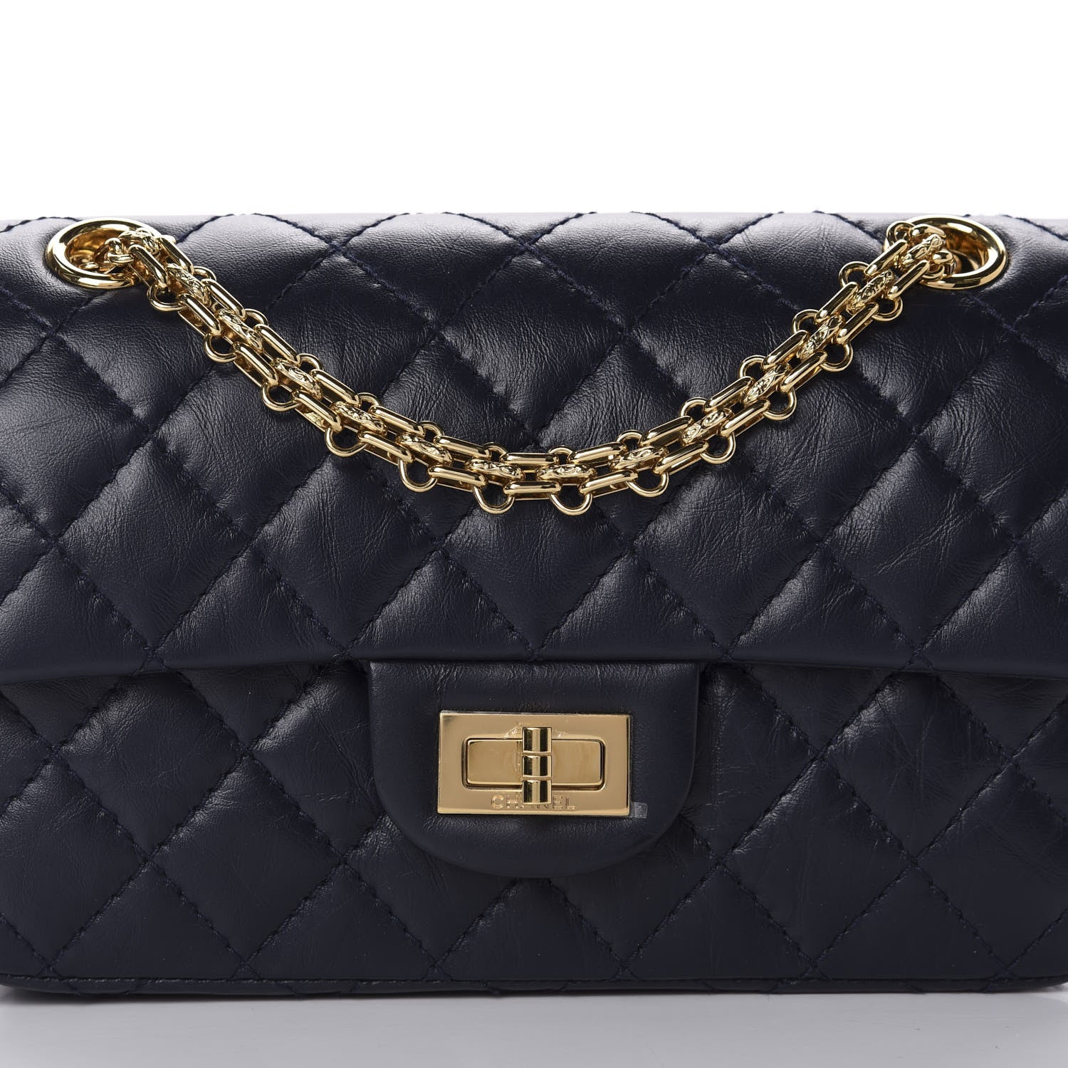 Chanel Aged Calfskin Quilted 2.55 Reissue Mini Flap Navy 10 of 11
