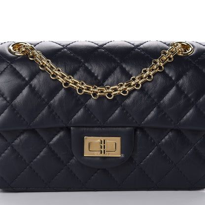 Chanel Aged Calfskin Quilted 2.55 Reissue Mini Flap Navy 10 of 11