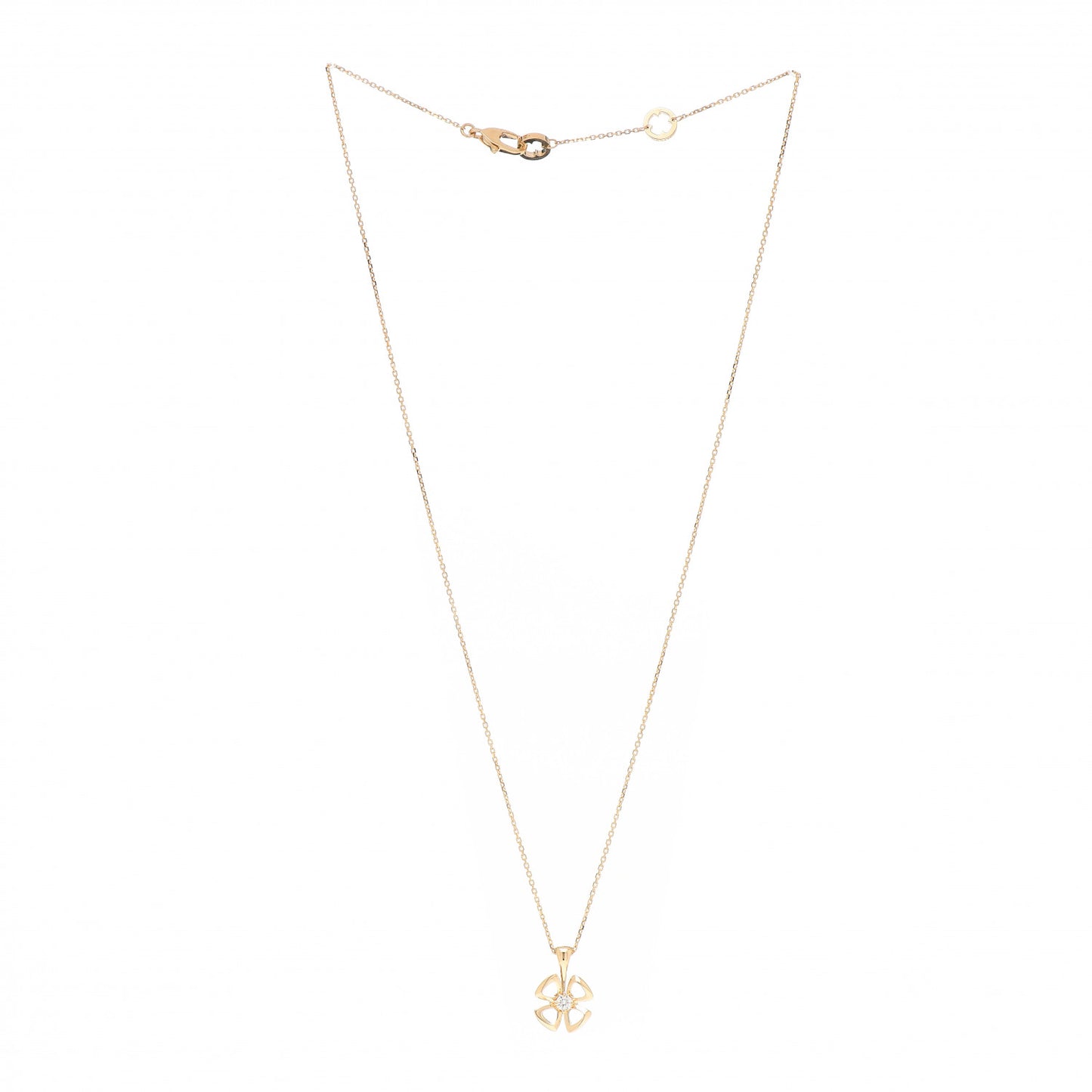 18K Yellow Gold Diamond Fiorever Pendant Necklace