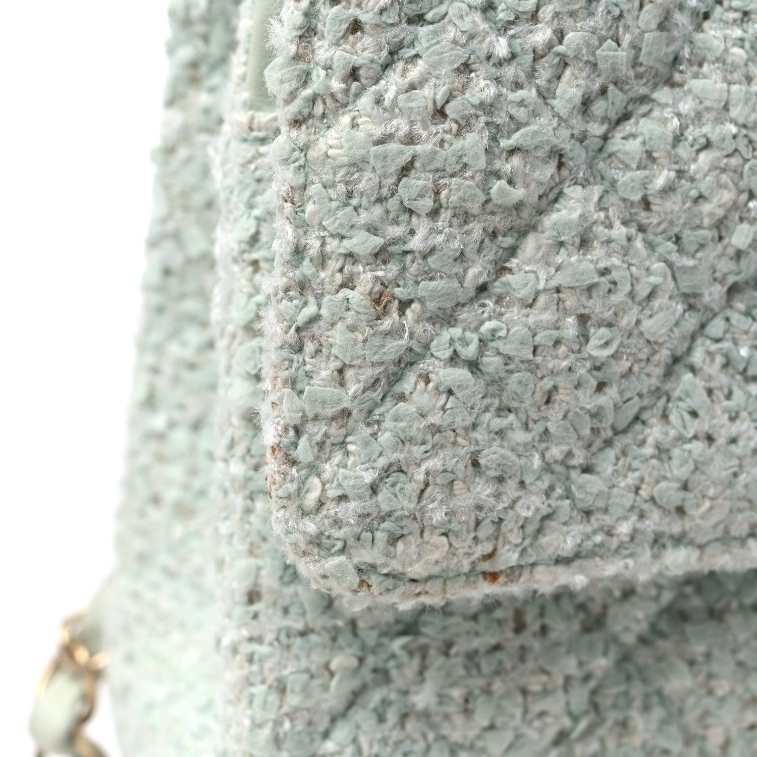 Chanel Tweed Quilted Medium Double Flap Light Turquoise 13 of 15