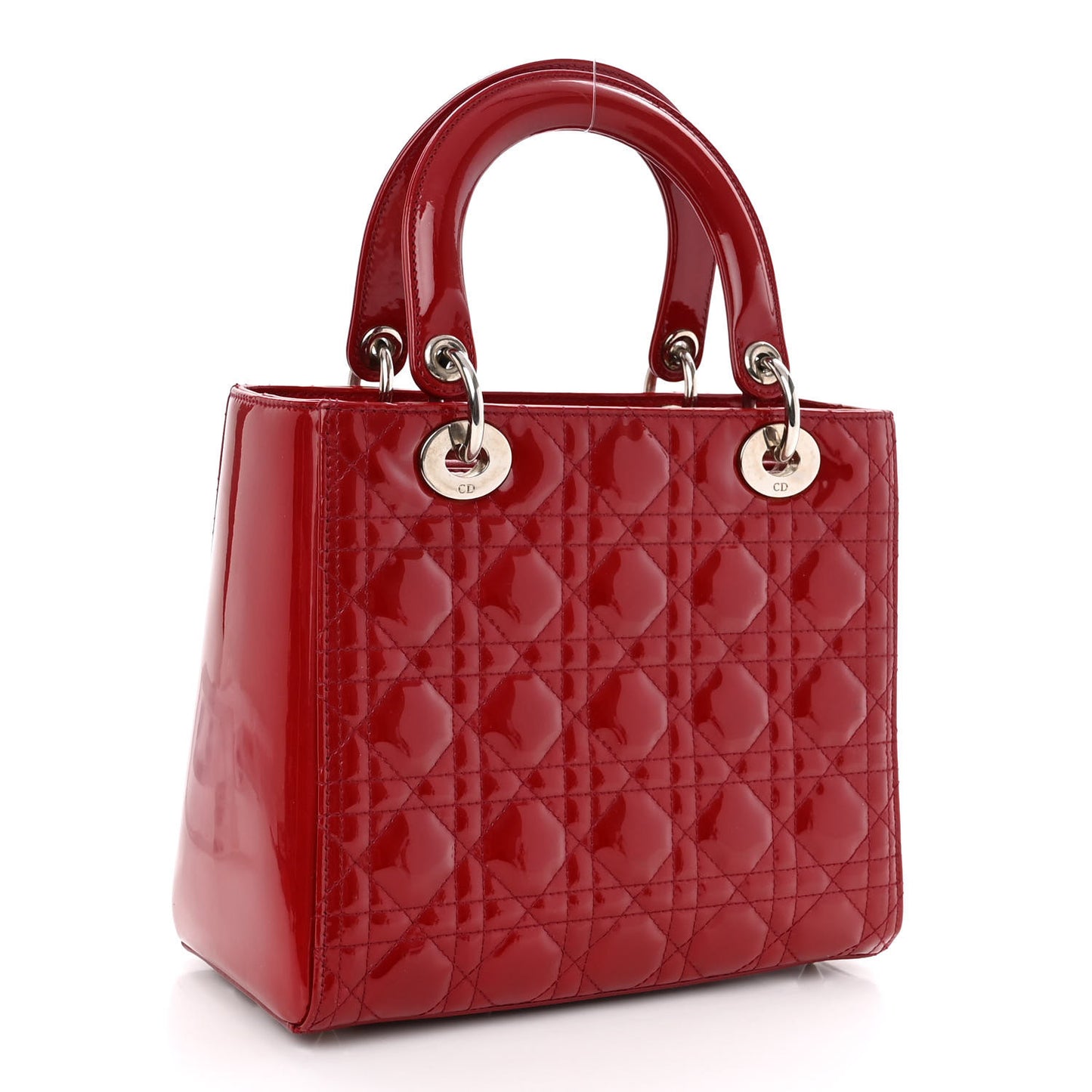 Patent Cannage Medium Lady Dior Red