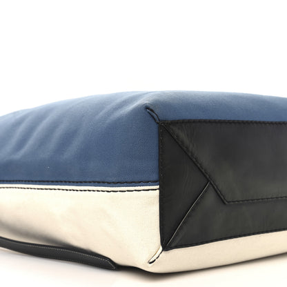 Celine Canvas Calfskin Large Twisted Cabas Beige Blue 8 of 9