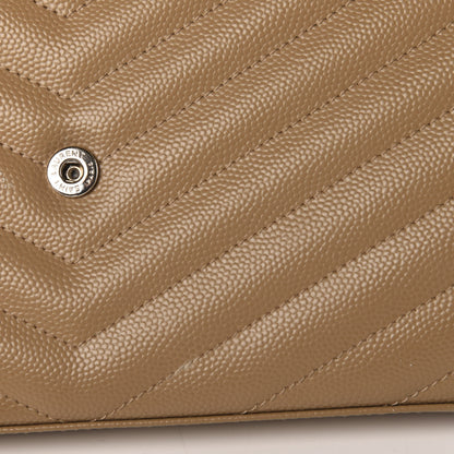 Saint Laurent Grain De Poudre Matelasse Chevron Monogram Chain Wallet Dark Latte 8 of 12