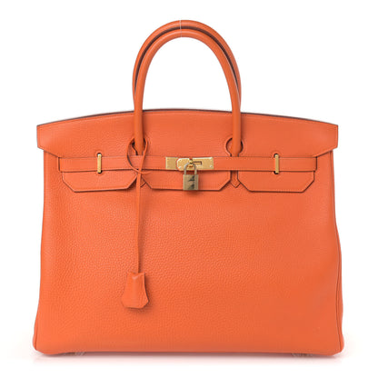 Hermes Taurillon Clemence Birkin 40 Orange 1 of 19
