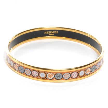 Hermes Enamel Narrow Printed Bracelet 70 Orange 1 of 5