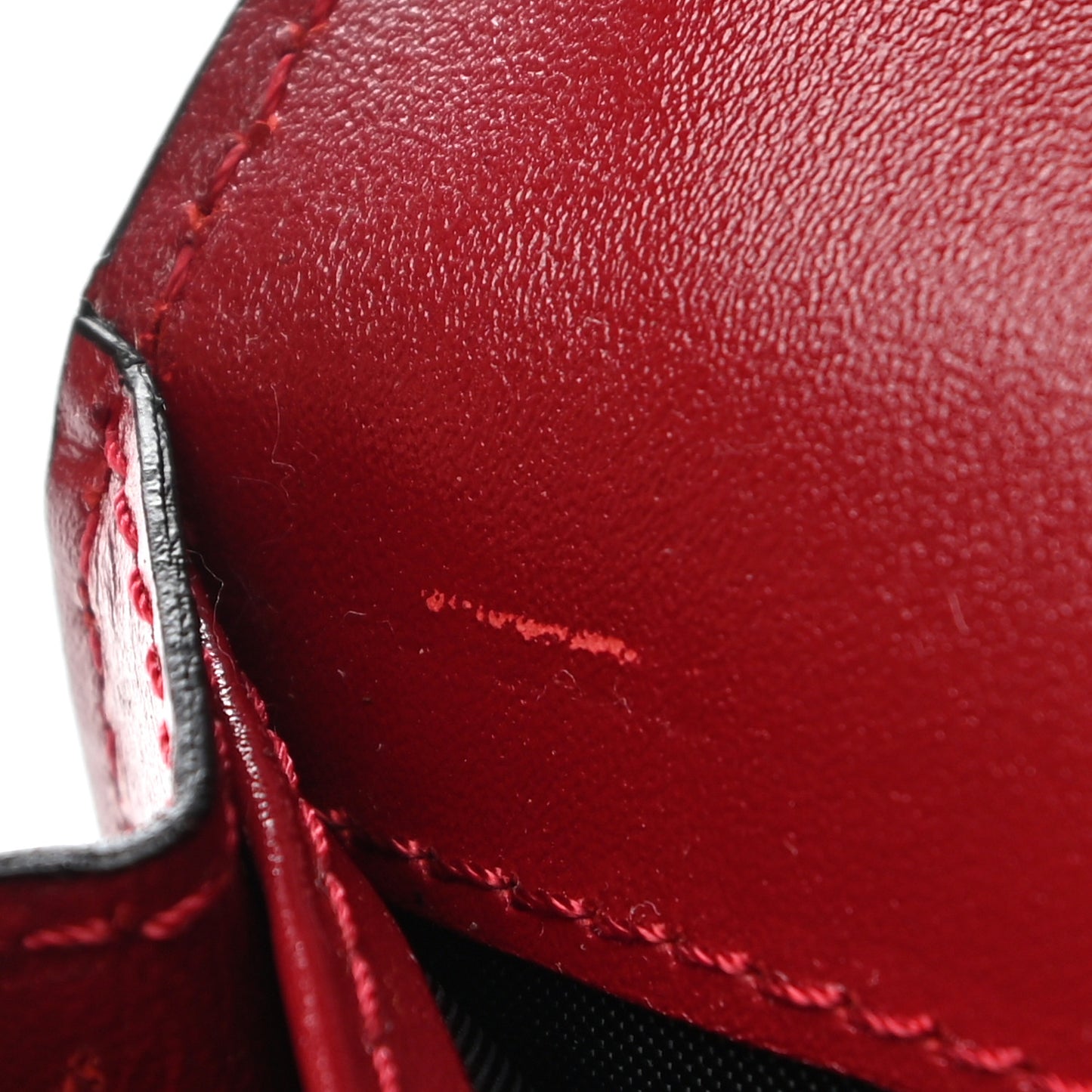 Signature Grain Calfskin Check Embossed Continental Wallet Military Red