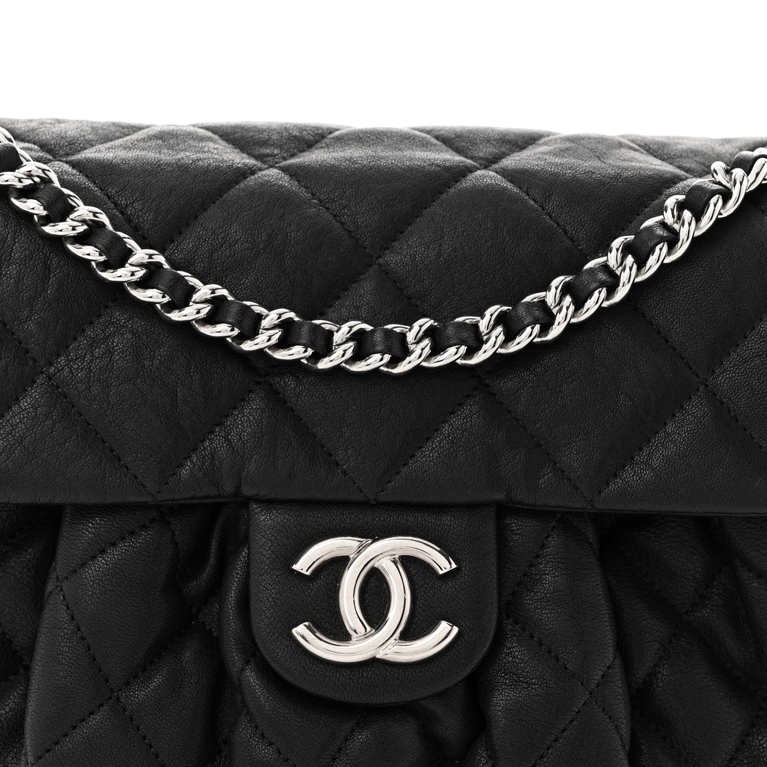 Chanel Washed Lambskin Quilted Medium Chain Around Messenger Black 8 of 11