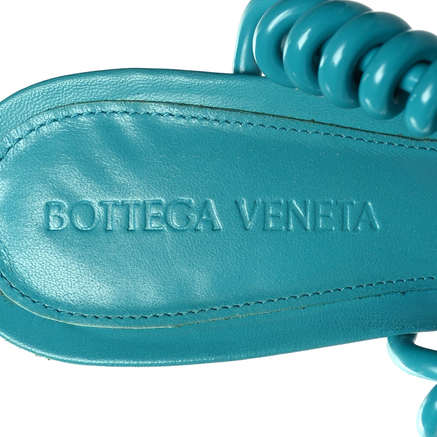 Rubber Wire Nappa Stretch 90mm Sandals 36 Turquoise