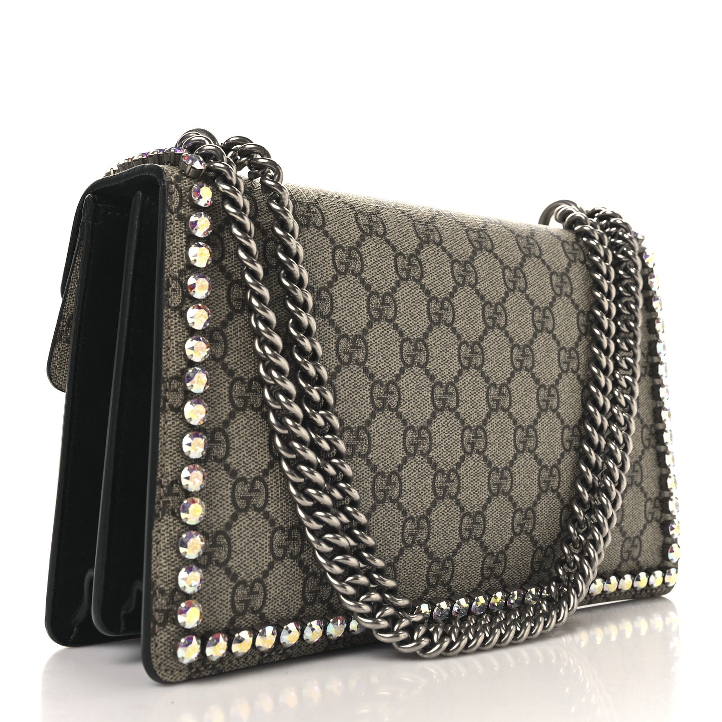 GG Supreme Monogram Crystal Small Dionysus Shoulder Bag Black