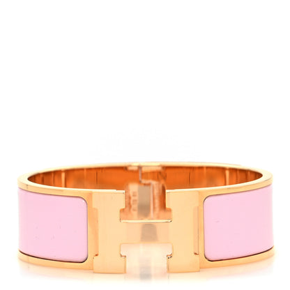 Hermes Enamel Wide Clic Clac H Bracelet PM Rose Dragee 1 of 5