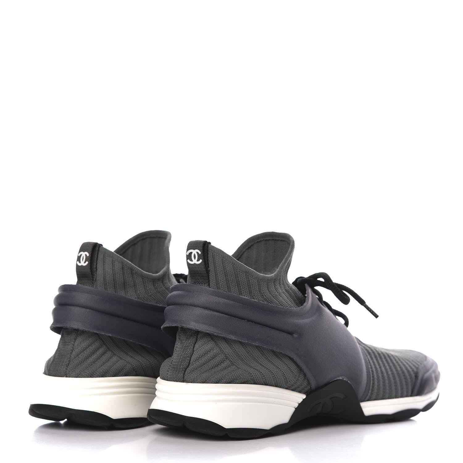 Chanel Stretch Fabric CC Sneakers 41 Grey 4 of 8