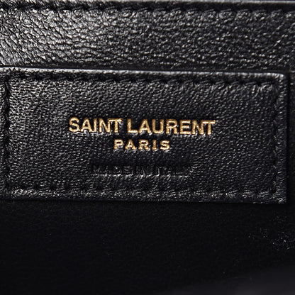 Saint Laurent Grain De Poudre Textured Mixed Matelasse Triquilt Medium Monogram Satchel Black 8 of 11