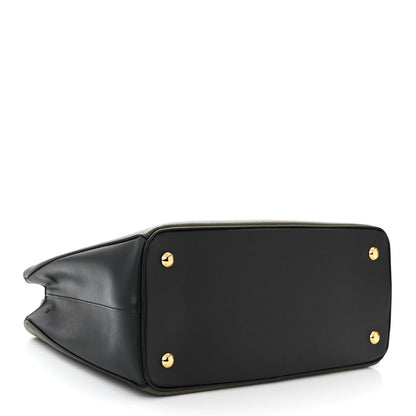 Prada Saffiano Lux Bi-Color Medium Tote Militare Black 4 of 11