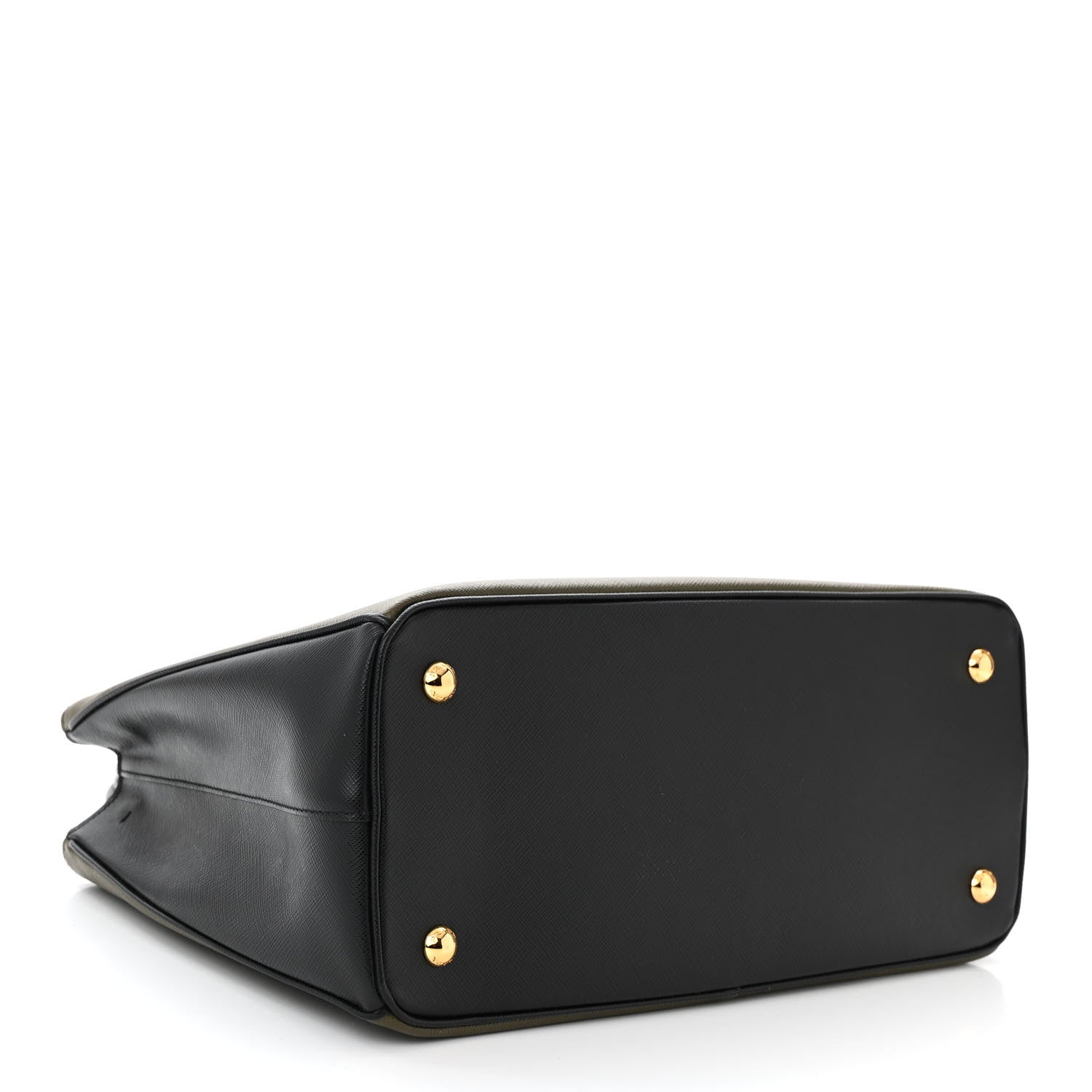 Prada Saffiano Lux Bi-Color Medium Tote Militare Black 4 of 11