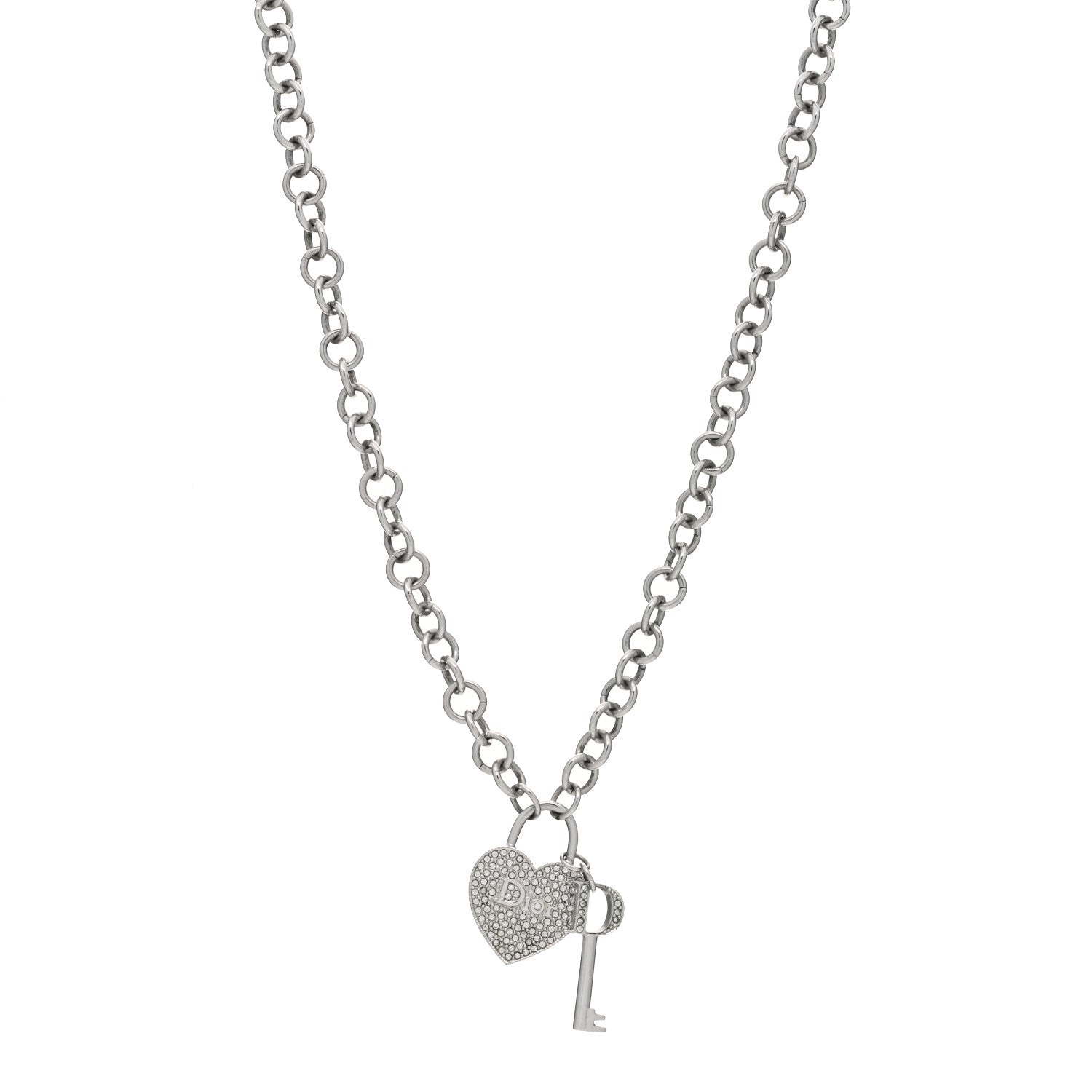 Christian Dior Crystal Heart and Key Necklace 1 of 3