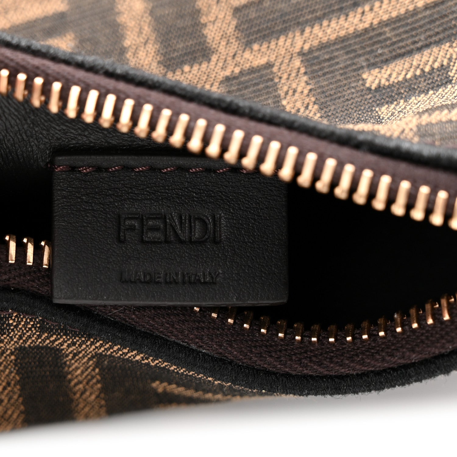 Fendi Fabric Jacquard FF 1974 Nano Fendigraphy Hobo Charm Tobacco Moro 6 of 10