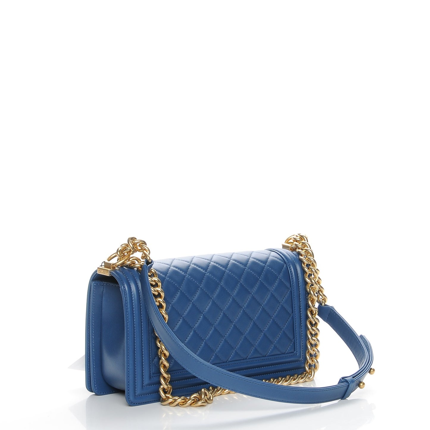 Lambskin Quilted Medium Boy Flap Blue