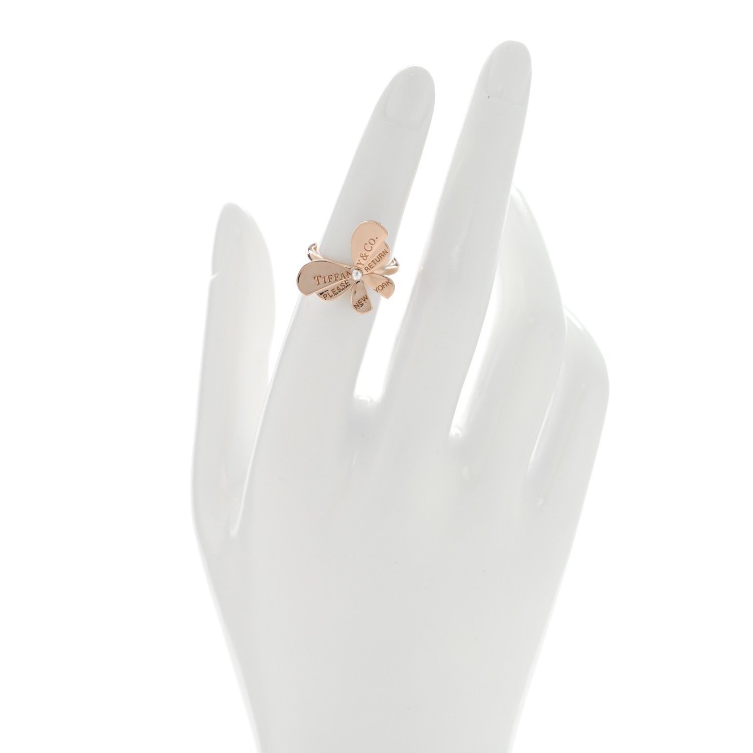 Tiffany 18K Rose Gold Sterling Silver Return to Tiffany Love Bugs Butterfly Ring 49 4.75 2 of 5