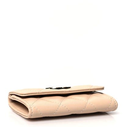 Chanel Lambskin Quilted Flap Card Holder Beige 4 of 12
