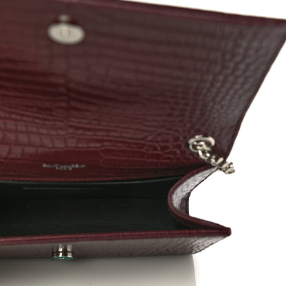 Saint Laurent Calfskin Crocodile Embossed Small Classic Monogram Kate Tassel Satchel Palissandre 5 of 10