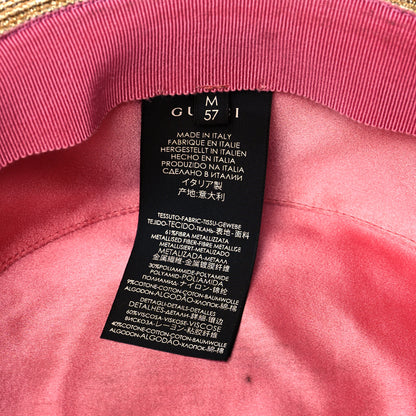 Gucci Glittered Straw Grosgrain Wide Brim Hat M Gold Black 8 of 8