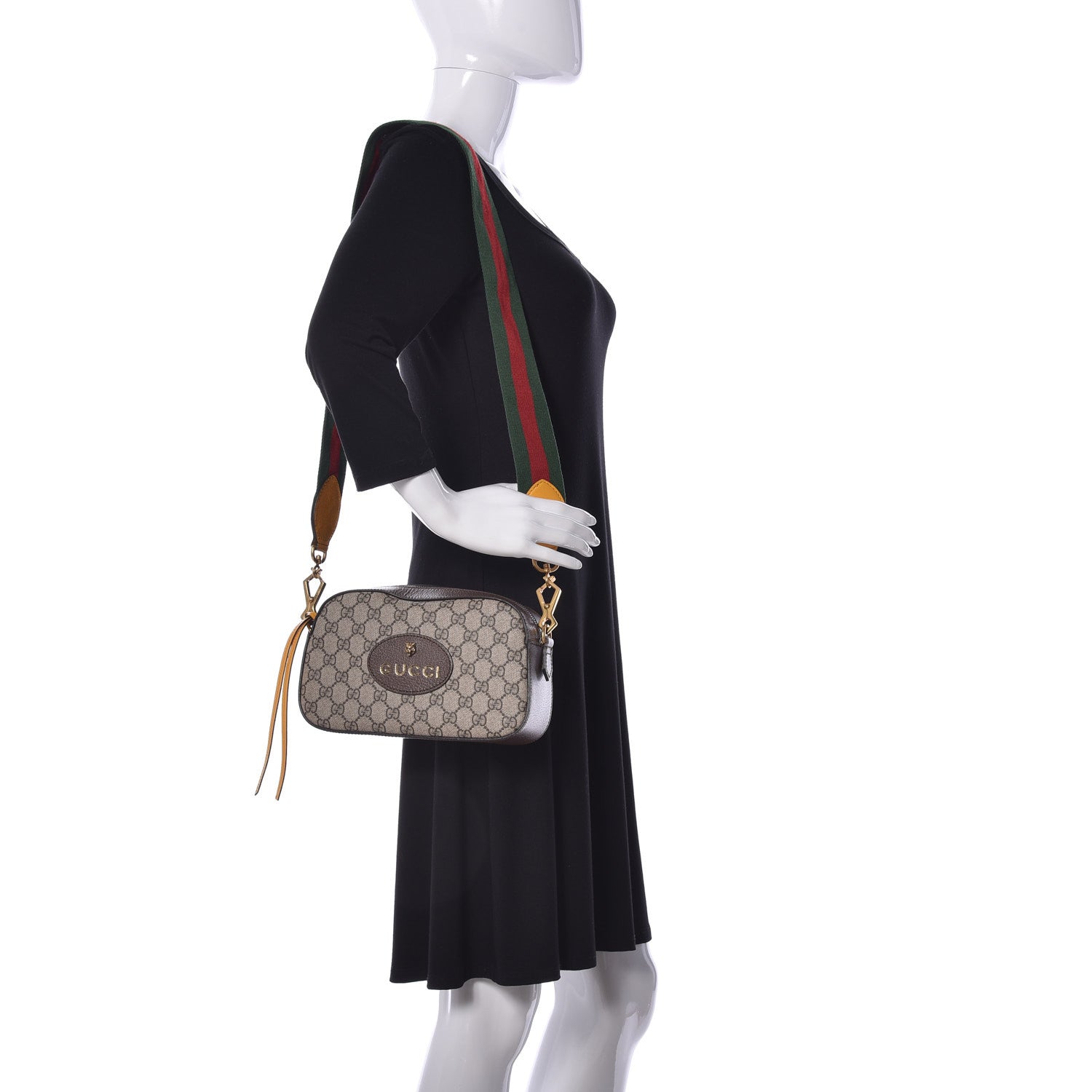Gucci GG Supreme Monogram Web Neo Vintage Shoulder Bag Beige New Acero Crop 2 of 9