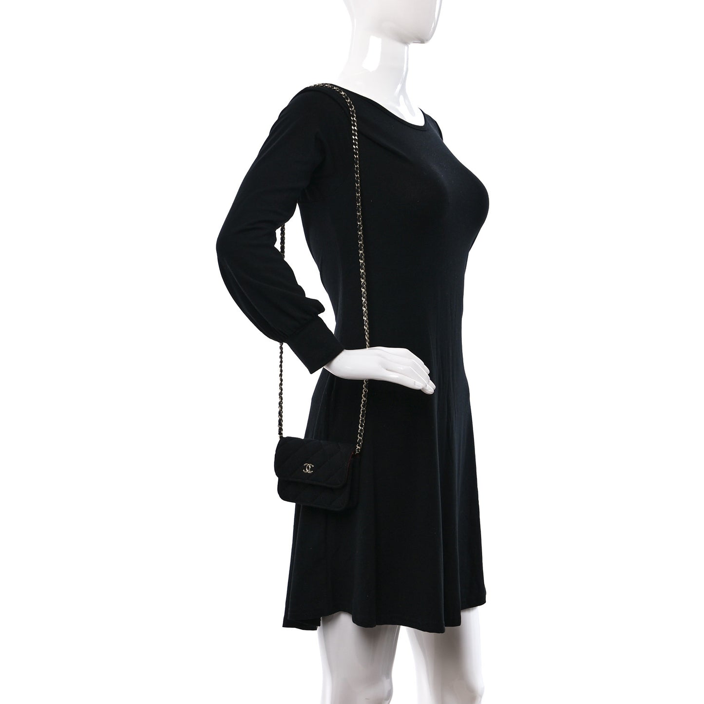 Jersey Quilted Micro Mini Flap Black