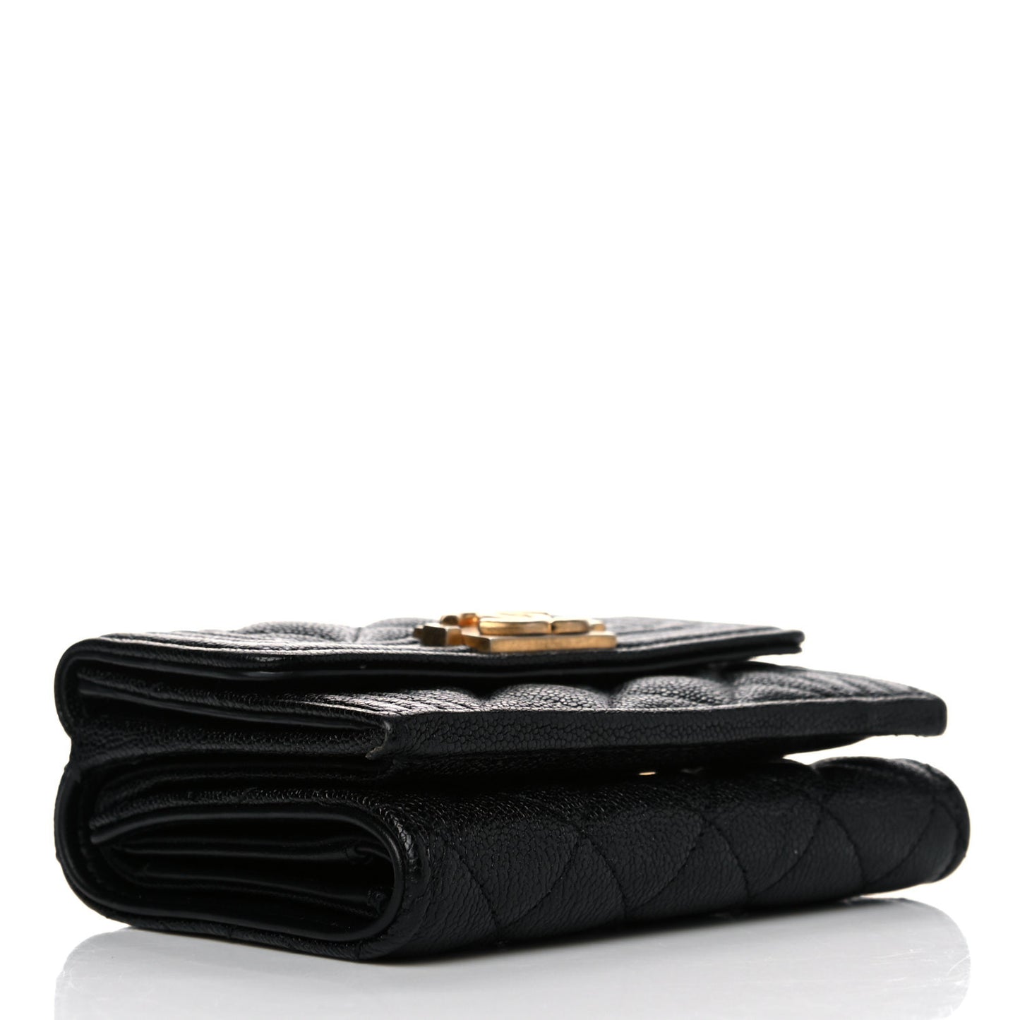 Caviar Quilted Small Boy Flap Wallet Black