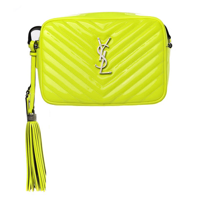 Saint Laurent Patent Calfskin Matelasse Monogram Lou Camera Bag Neon Yellow 1 of 10