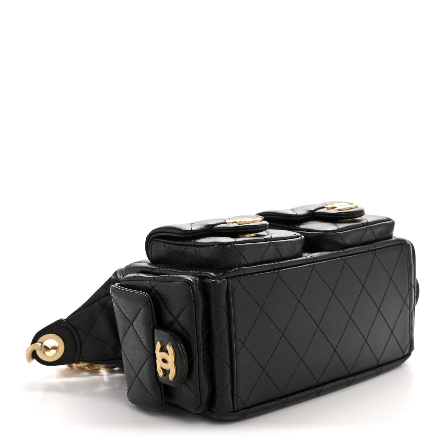 Chanel Shiny Lambskin Quilted Trendy Pockets Hobo Black 4 of 10