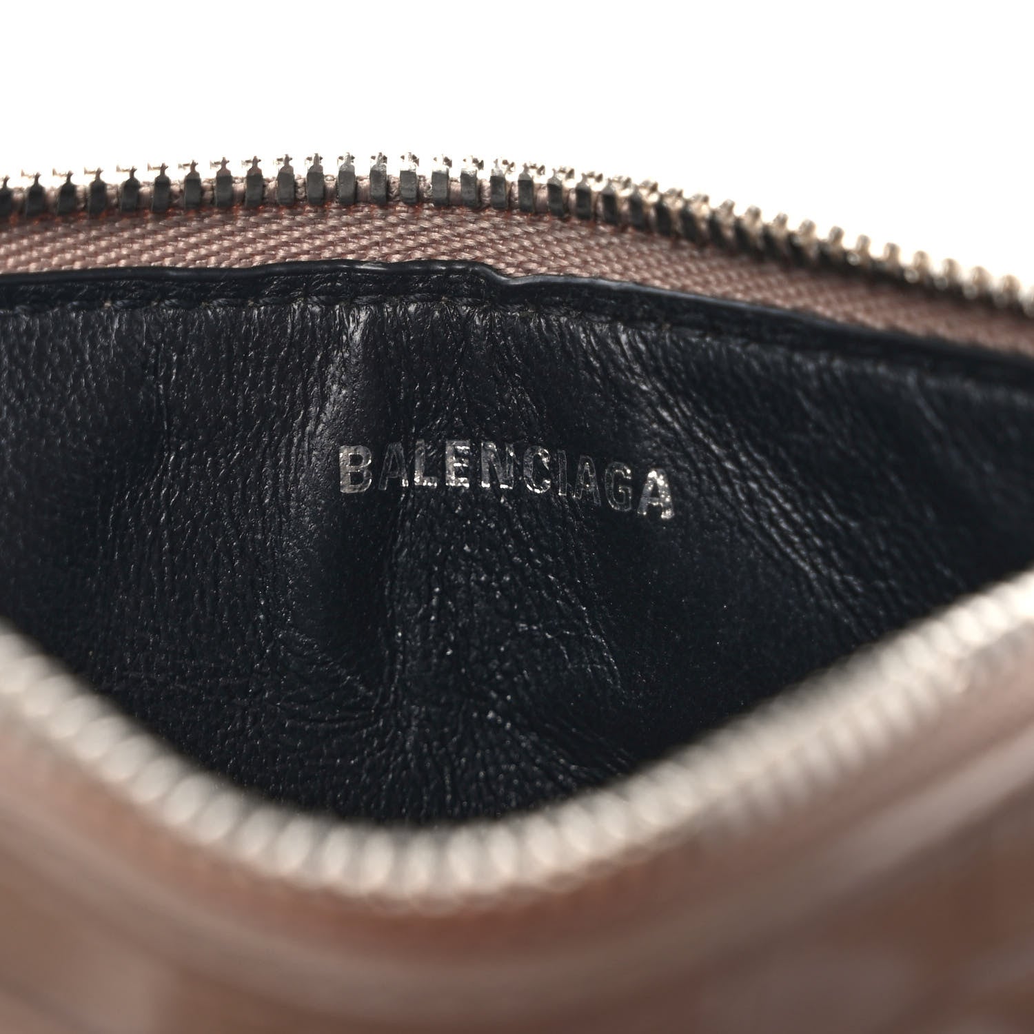 Balenciaga Shiny Calfskin Logo Crocodile Embossed Large Cash Long Coin Card Holder Mink Grey White 6 of 7