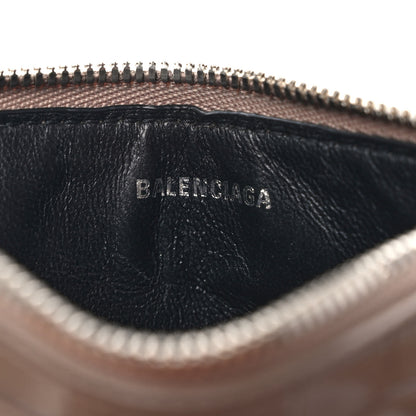 Balenciaga Shiny Calfskin Logo Crocodile Embossed Large Cash Long Coin Card Holder Mink Grey White 6 of 7