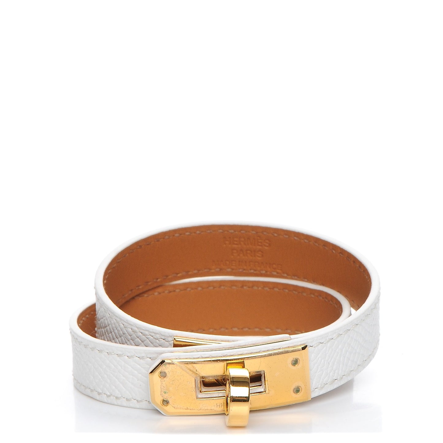 Epsom Kelly Double Tour Bracelet S White