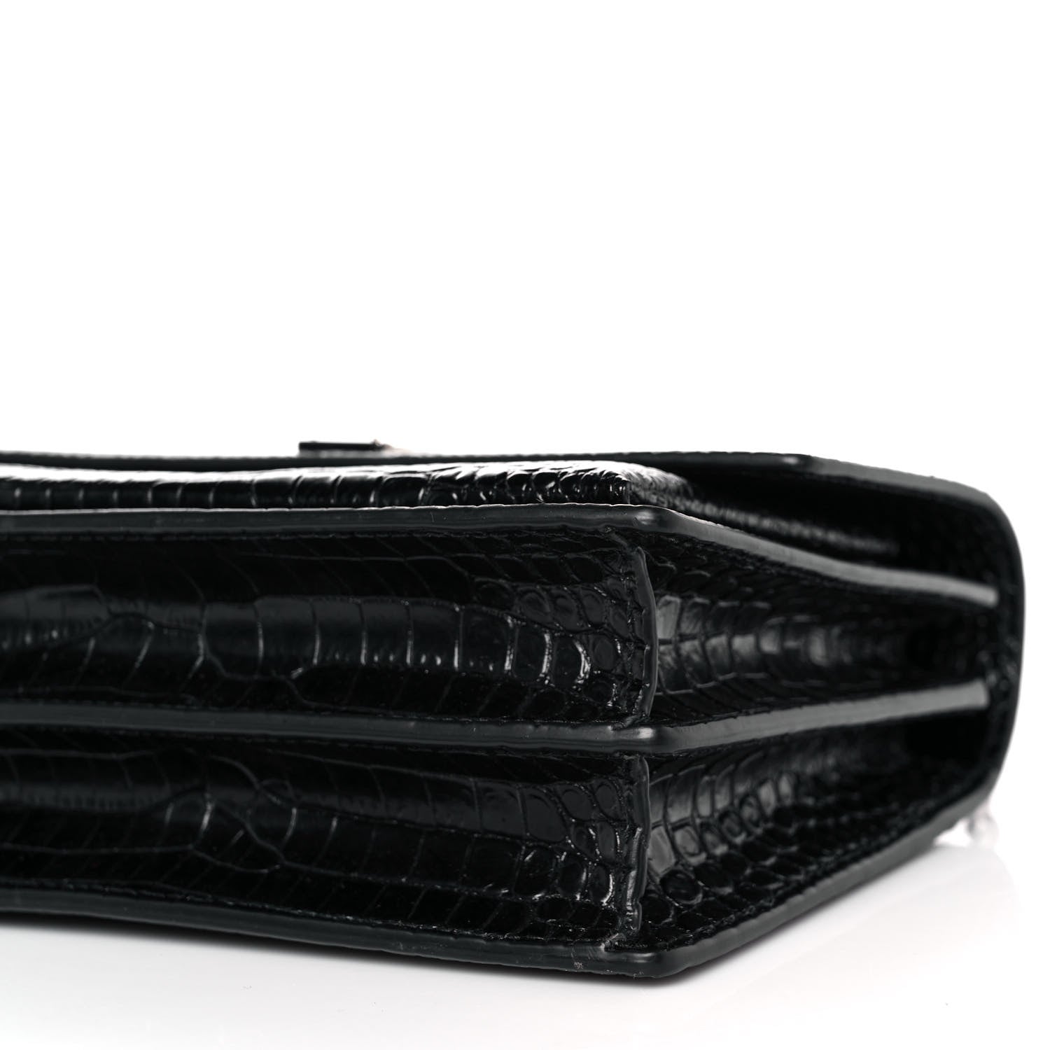 Saint Laurent Calfskin Crocodile Embossed Medium Monogram Sunset Black 8 of 8