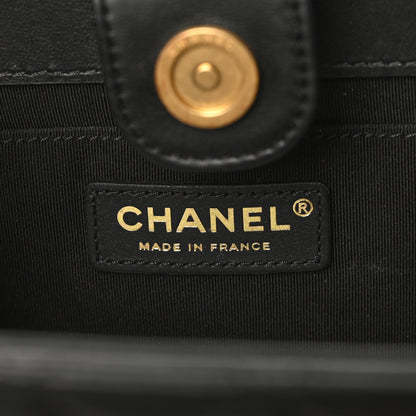 Chanel Calfskin Quilted CC Chain Accordion Tote Black 7 of 10