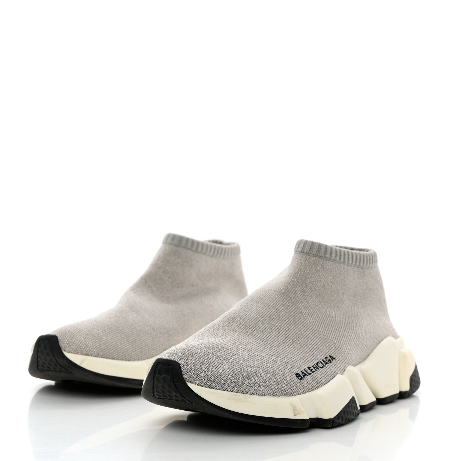 Balenciaga Sweatshirt Knit Bi-Color Sole Womens Speed Sneakers 38 Grey White Black 3 of 8