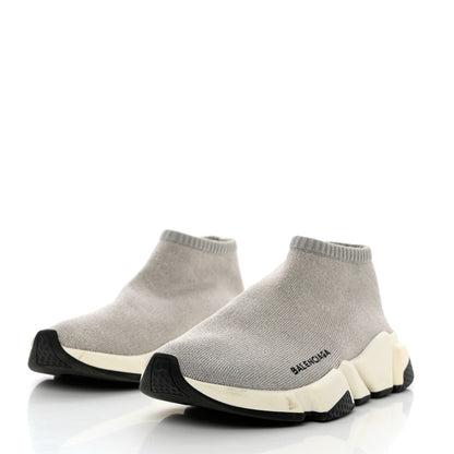 Balenciaga Sweatshirt Knit Bi-Color Sole Womens Speed Sneakers 38 Grey White Black 3 of 8