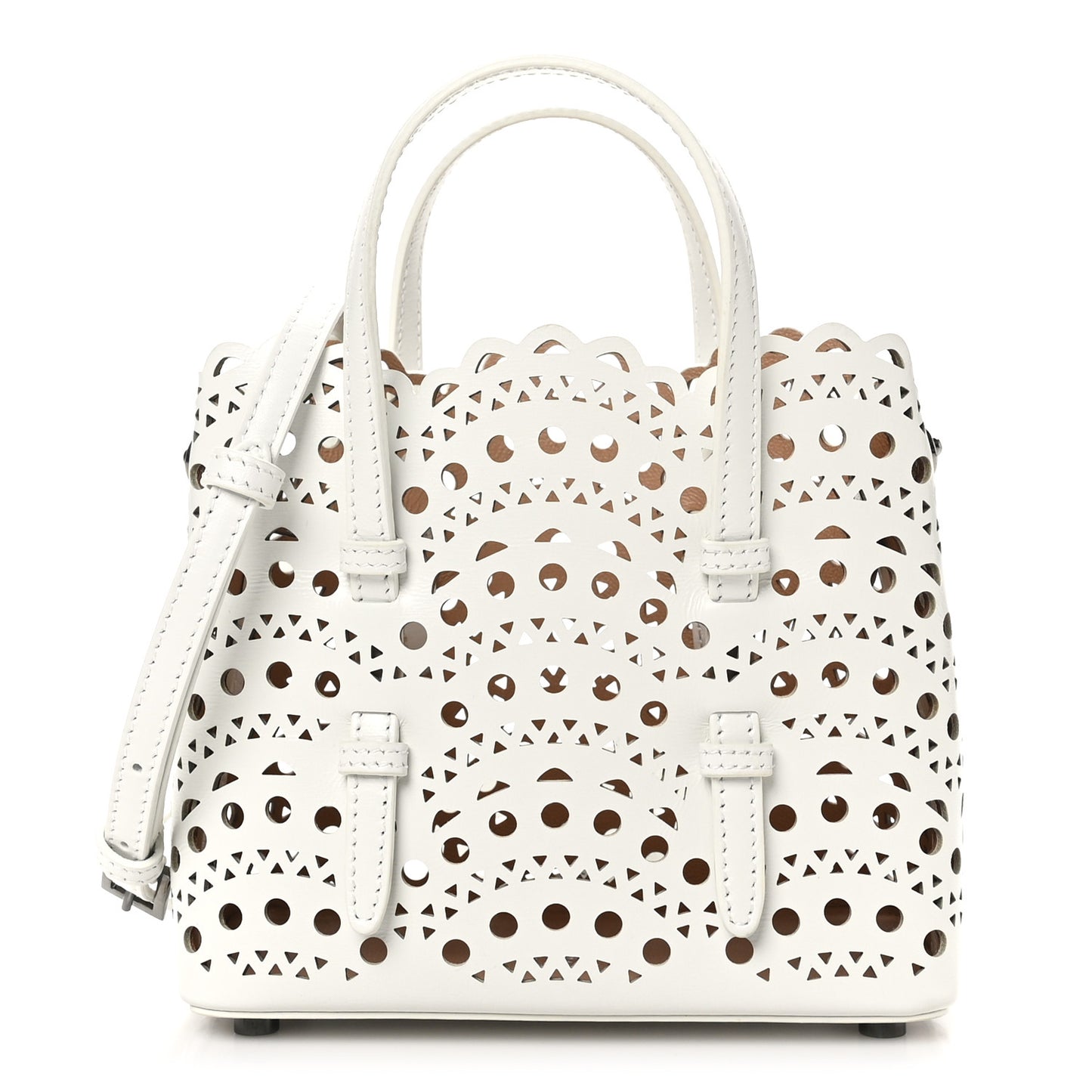 Calfskin Vienne Wave Mina 16 Bag White Optique