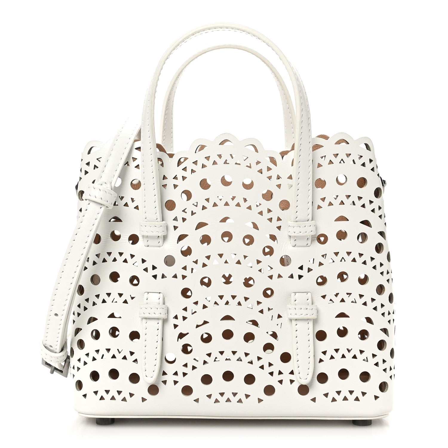 Alaia Calfskin Vienne Wave Mina 16 Bag White Optique 1 of 9