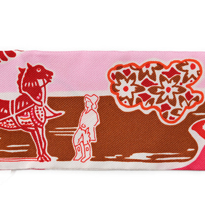 Hermes Silk Bingata Twilly Fuchsia Corail Brun 5 of 5