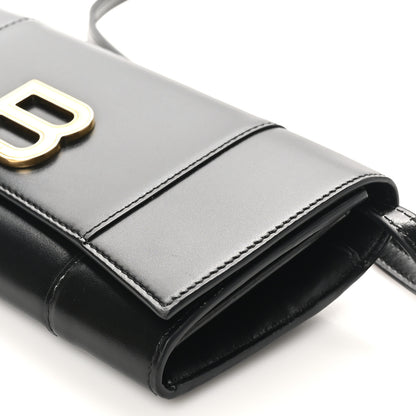 Balenciaga Smooth Calfskin Hourglass Continental Wallet On Strap Black 9 of 9