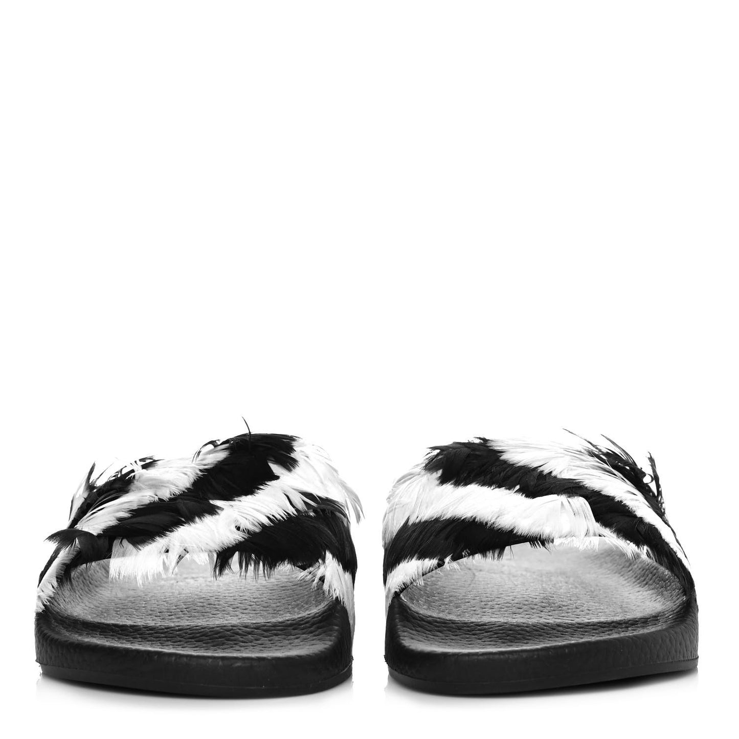 Rubber Feather Pool Slide Sandals 37 Black White