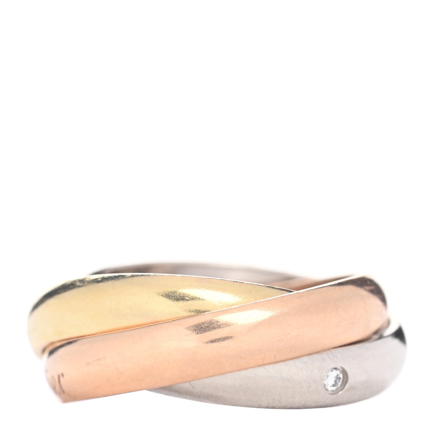 Cartier 18K Pink Yellow White Gold Diamond Trinity Ring 48 4.25 3 of 5