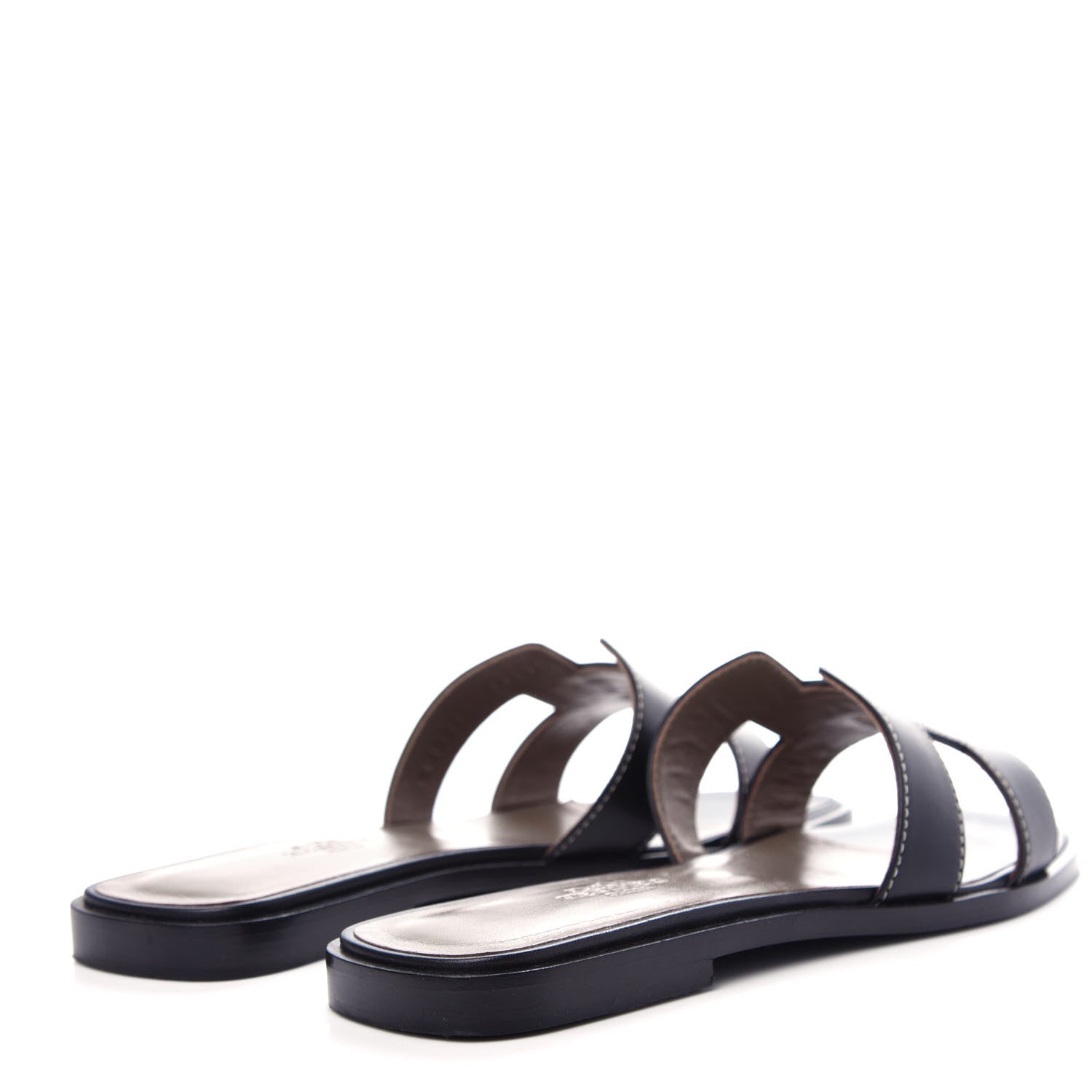 Hermes Box Calfskin Oran Sandals 36.5 Black 4 of 10