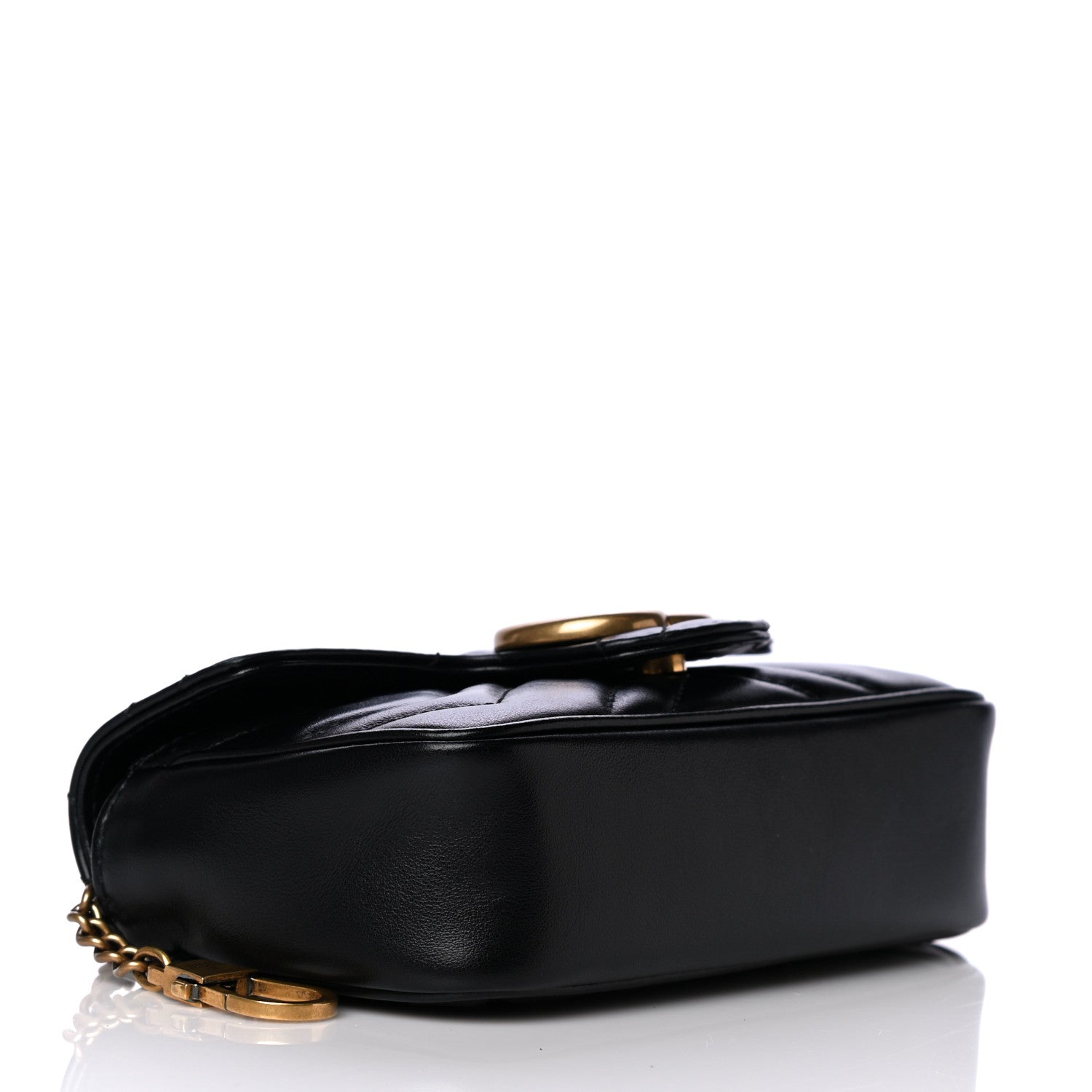 Gucci Calfskin Matelasse Super Mini GG Marmont Shoulder Bag Black 3 of 13