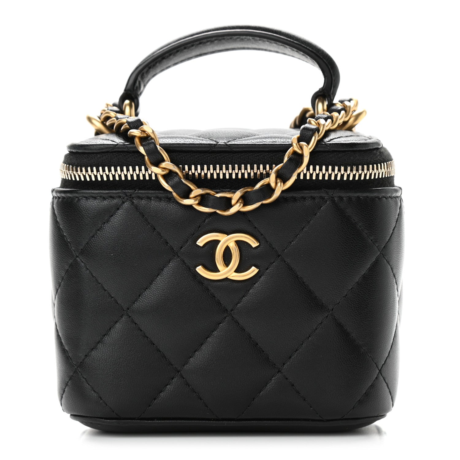 Chanel Lambskin Quilted Top Handle Mini Vanity Case With Chain Black 1 of 11