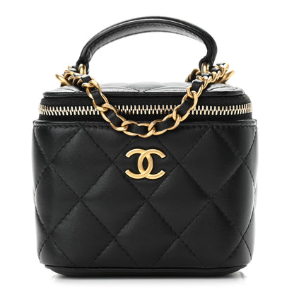 Chanel Lambskin Quilted Top Handle Mini Vanity Case With Chain Black 1 of 11